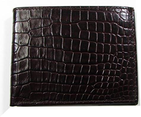 Durable Mens Bifold Wallet Brown Crocodile Print Leather Extra ID Flap Campus Market