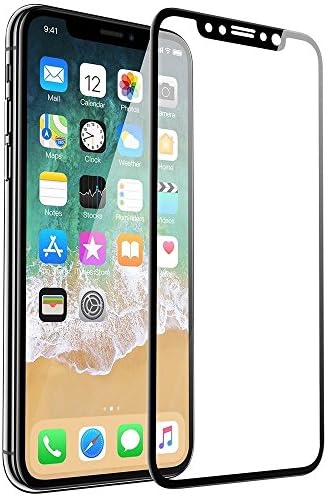 iPhone X Screen Protector, Deepcomp Full Screen Tempered Glass Screen Protector Film, Edge to Edge Protection Screen Cover Saver Guard for Apple iPhone X ( Black)