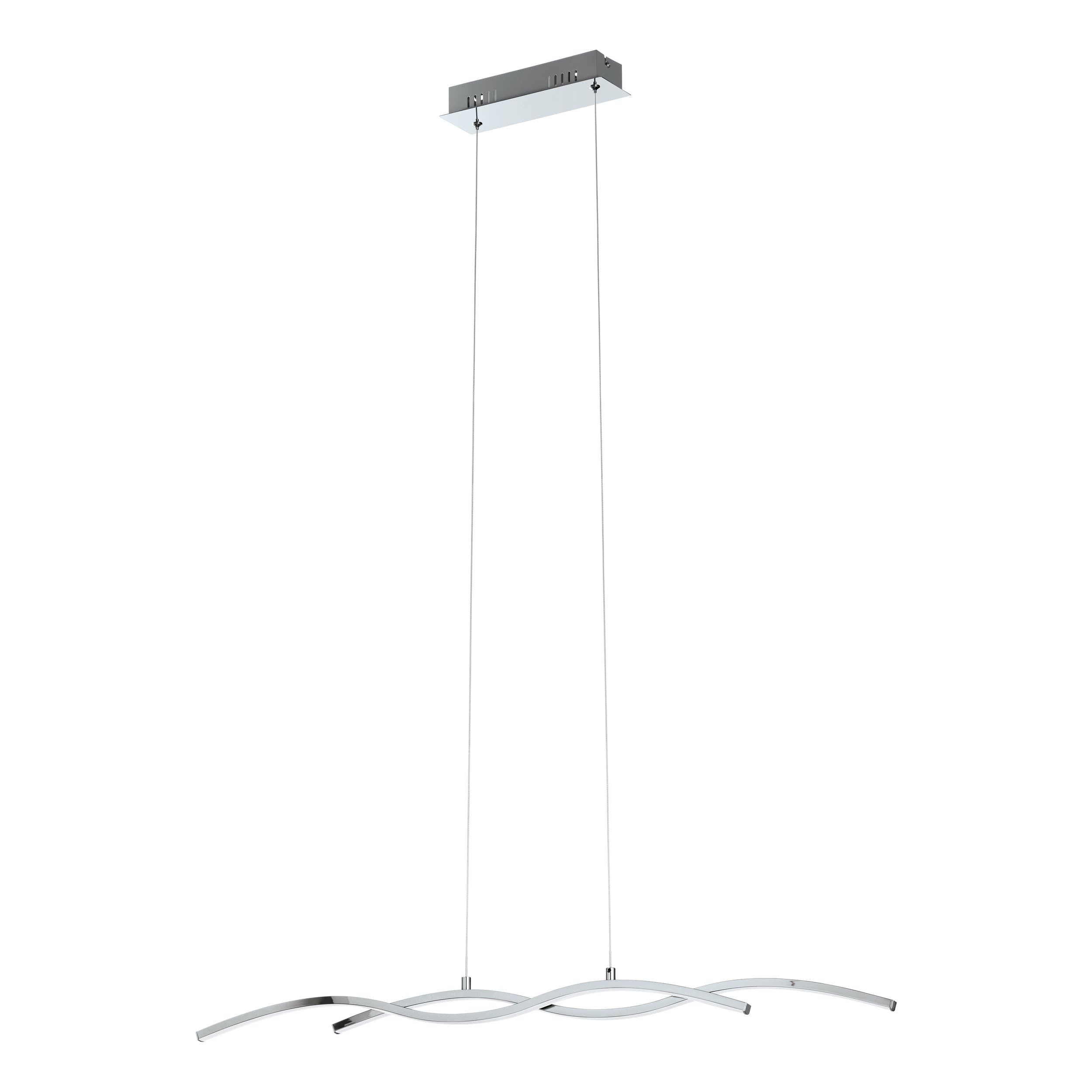 Eglo LED Pendant Lamp Lasana 2, 2-Light Pendant luminaire, Hanging Light Made of Aluminium, Steel, Plastic, Colour: Chrome, White, Length: 87 cm