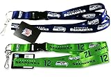 Seattle Seahawks --Navy + 12Man -- (Set of 2) Lanyard, NFL Official Licensed, footballs Key Chain