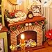 Decdeal DIY Christmas Miniature Dollhouse Kit Realistic Mini 3D Wooden House Room Craft Furniture LED Lights Children's Day Birthday Gift Christmas Decoration (Refined Version, Merry Christmas)