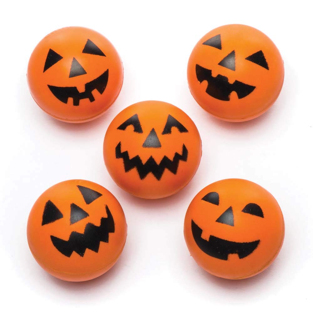Baker Ross Pumpkin High Bouncy Balls (Pack of 8) for Kids Halloween Party Bags Fillers, Bouncy Balls