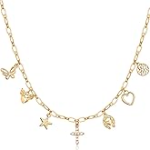 Humble Chic NY Gold Charm Necklace for Women - Paperclip Chain Necklace with Trendy Charms, Chunky Statement Necklace