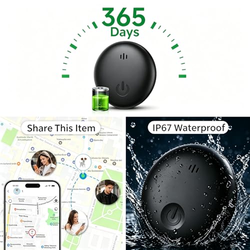 GPS Tracker Car, Magnetic GPS Tracker without Subscription for Android and iOS, 365 Days Battery Life, IP67 Waterproof, Global Tracking Hidden Tracker for Cars/Bikes/Motorcycles, Real Time Tracking