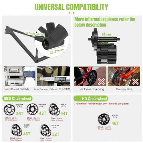 BAFANG Central Motor with Battery (Optional) - BBS02B BBS01B BBS-HD Electric Bike Conversion Kit 36V 48V 52V with LCD Display