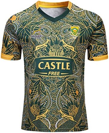 CASUALBOYS Rugby Jersey 19-20 South Africa 100th Anniversary Edition Football Shirt Jersey Men's T-Shirt Short Sleeve B-L