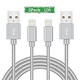 Kabel Leader iPhone Charging Cord,Extra Long USB Cable Nylon Braided Lightning Sync and Charging Cord 2Pack 10ft with for iPhone 7 7 Plus SE 6 6s 6 plus 6s plus 5c 5s 5 iPad Air Mini iPod Touch(Gray)