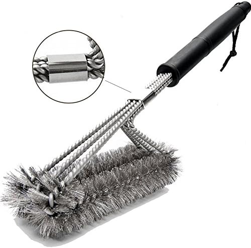 BBQ Grill Brush 3 Stainless Steel Bristle Brushes in 1 Upgraded 360°Cleaning PP Heat Insulation Handle 18" Long Barbecue Grill Cleaner for Char Broil, Weber, Porcelain and Infrared Grills