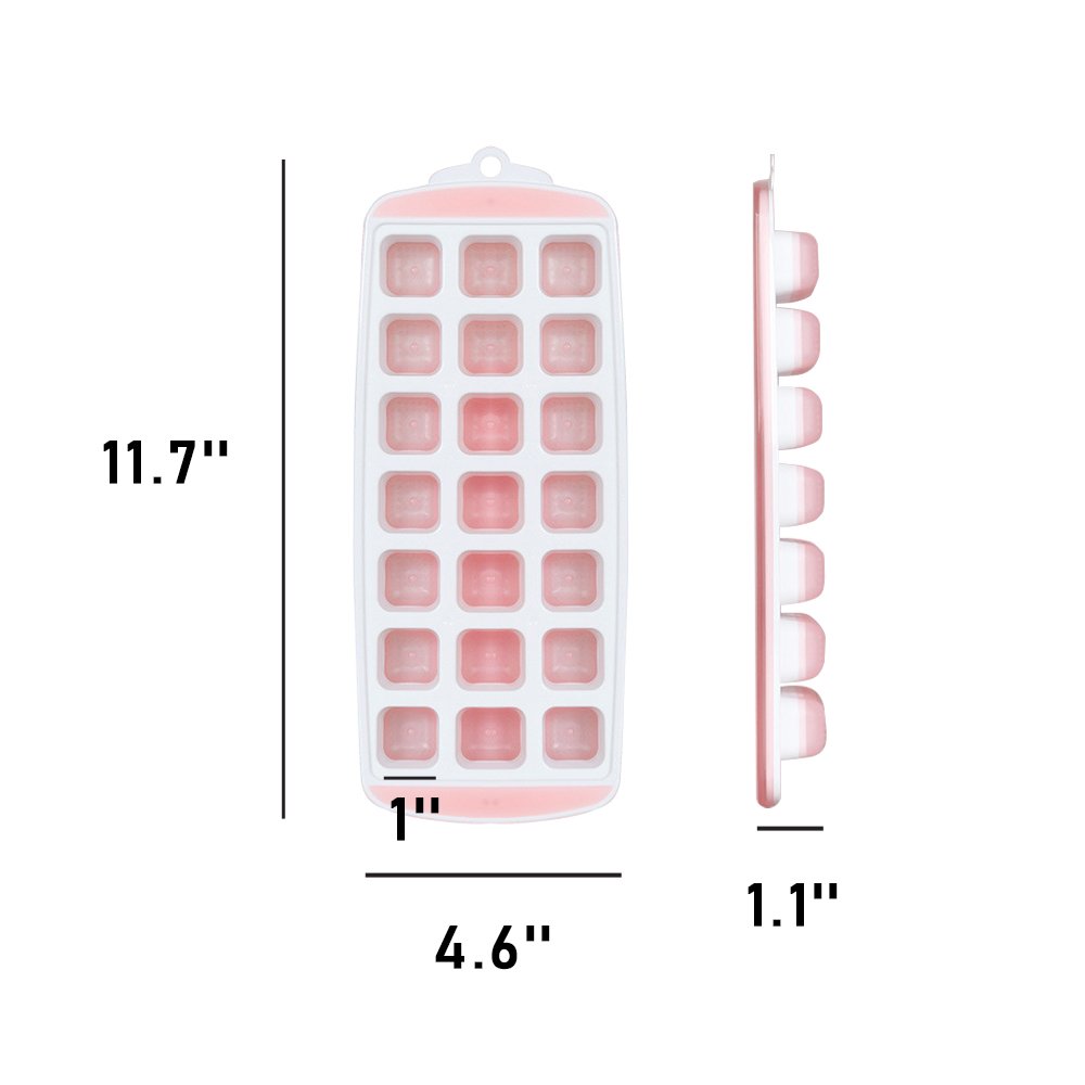 3 PACK Ice Cube Trays with Lids Easy-release Silicone Square Mold with Cover Baby Food BPA Free (1 inch Cube)