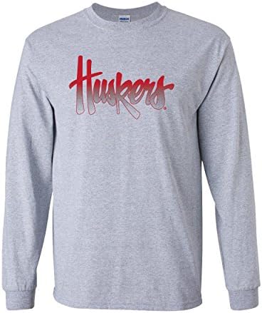 Nebraska Cornhuskers Legacy Script "Huskers" Long Sleeve Tee Shirt - Gray - XL