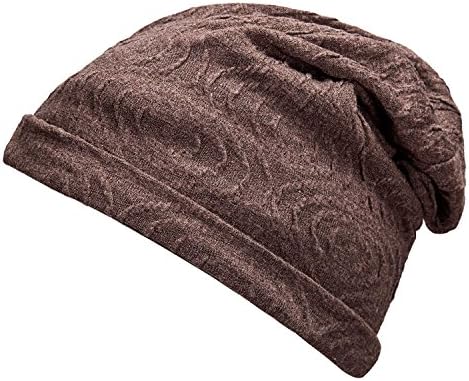 Orgrim Unisex Slouchy Ski Snowboard Hat Ribbed Beanie Beanie Baggy Thin Hip-hop Print Skullcap (Brown)