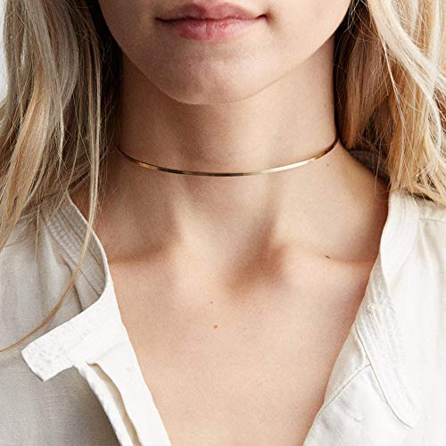 Simple Neck Ring Choker Necklace 14K Gold Plated Neck Ring Bar