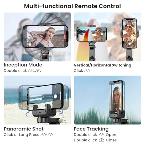 TNW Phone Tripod Gimbal Stabilizer with Fill Light, 2-Axis Antishake Selfie Stick with Wireless Remote, 360° Face/Object Tracking Tripod Stand for Vlogging, Video Recording