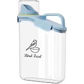 Brabtod Bird Seed Storage Container Portable-3 Qt/2.8 L Clear Plastic Pet Food Container-with Measuring Cup,Airtight Wild Bird Seed Dispenser for Storing Sunflower Seed|Squirrel proof|BPA Free-Blue