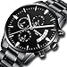NIBOSI Men's Watches Luxury Fashion Casual Dress Chronograph Waterproof Military Quartz Wristwatches for Men Stainless Steel Band Black Color