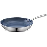 Ephaclad Stainless Steel Nonstick Frying Pan,8 Inch Healthy Non Toxic Ceramic Coating Cookware Works on Induction, Electric Stove and Gas Cooktops,PTFE PFAS PFOA Free Skillet,Dishwasher&Oven Safe