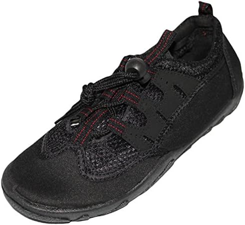 Unisex Men's / Women's water shoes aqua slippers with Drawstring closure for secure and easy fit (Men 7 / Women 9, Black / Black)
