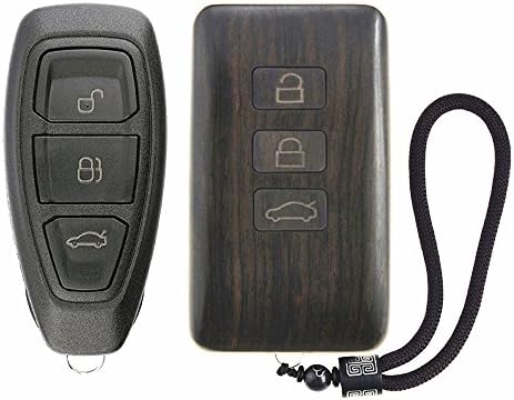 SHIKELANG Keyless Entry Remote Control Refit Rosewood Car Key Fob Shell Replacement for Ford C-Max Fiesta Focus (Circuit Board &amp; Battery Excluded)