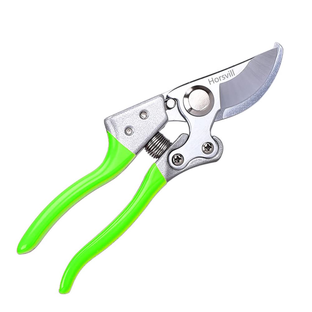Horsvill Garden Shears, Pruning Shears Made in Japan, Garden Secateurs Made of Japanese SK4 Steel, Secateurs for Heavy Duty (Green)