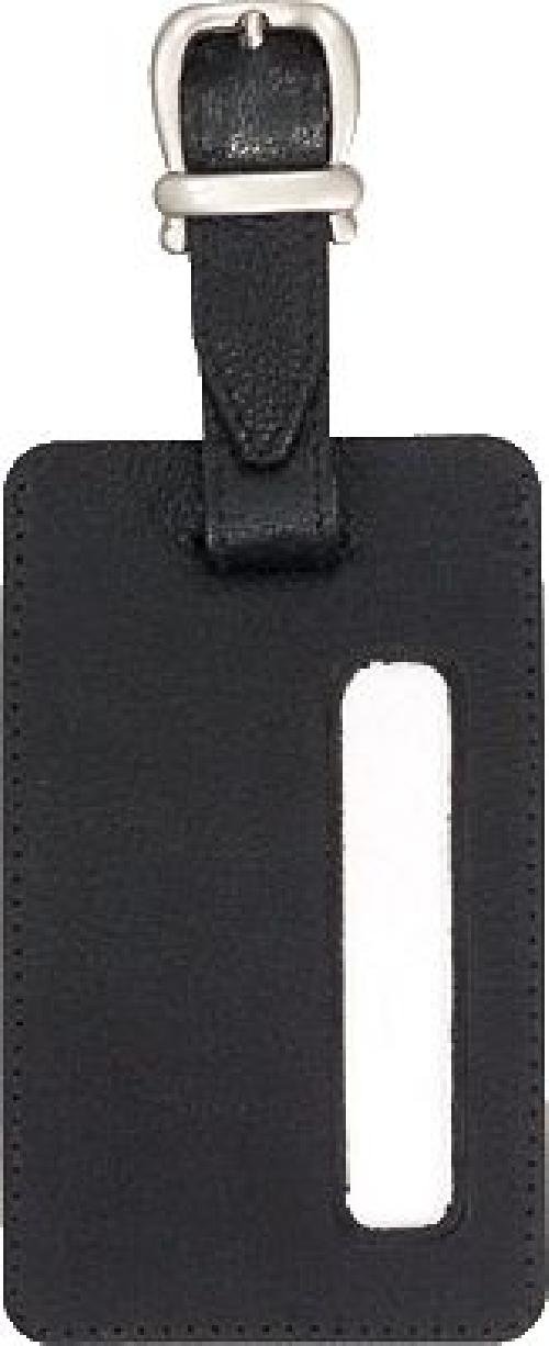 JSA Universal Leder Kofferanhänger, Gepäckanhänger mit Sichtfeld ca. 11,5 × 7 cm Luggage Tag 12 Centimeters Black (Schwarz)