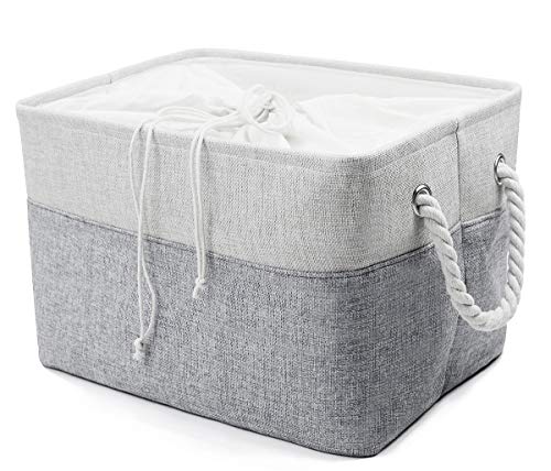 iwill CREATE PRO Shelf Storage Basket with Dustproof Drawstring, Felt Organizer Container Cube, Beige & Gray - Thumbnail 6