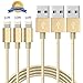 Aonsen iPhone Cable, 3Pack 10FT Nylon Braided Lightning Cable USB iPhone Charger for iPhone 7,6s,6,6 Plus,5,5s,SE,iPad Air,Mini,iPod(EarthGold)