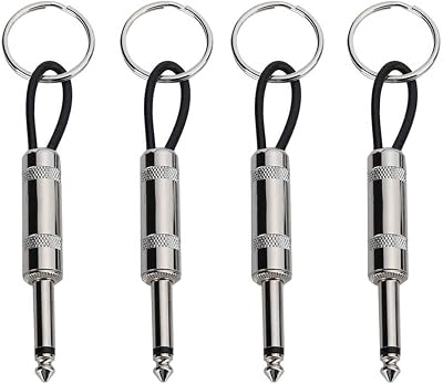SIYIFEI 4 Pack Guitar Plug Keychain 6.35mm Mono Audio Plug Key Holder Zinc Alloy