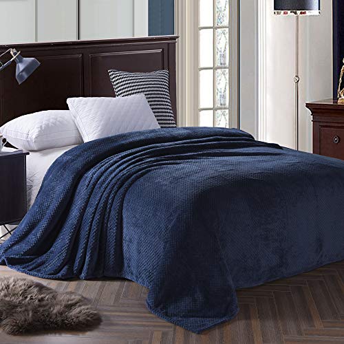 Exclusivo Mezcla Waffle Textured Soft Fleece Blanket, Queen Size Bed Blanket(Navy Blue, 90 x 90