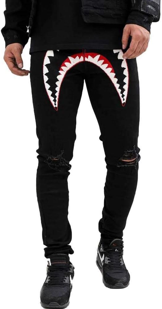 Shark Mouth Jean Pants Black