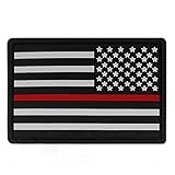 Thin Red Line Reverse American Flag PVC Patch + Hook & Loop - USA Flag Patch United States of America Military Uniform Tactical Jacket Milsim Hats - Soft Rubber Emblem - Black, Grey & Red - 3