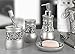 Crackled Glass Silver Toothbrush Holder And Toothpaste Holder For Bathroom - Elegant Crackled Glass Bathroom Toothbrush Organizer - Decorative 2 Slot Family Toothbrush Cup Holds Multiple Toothbrushes