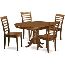 Amazon.com: East West Furniture POML5-SBR-W - Juego de mesa de ...