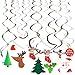 Ccfoud Christmas Hanging Swirl Decoration (Leaves, Christmas Stockings, Snowmen, Christmas Hats, Christmas Cards,Christmas Trees), Foil & Paper,30 pcs