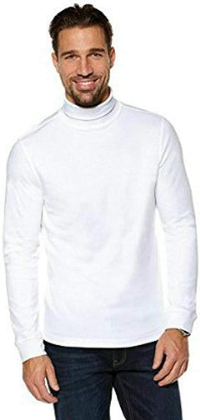 elegance1234 Men's ROLL Neck Tops Medium White Amazon.co.uk Clothing
