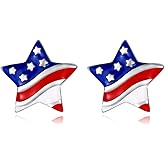 American Flag Earrings for Women Fourth of July Patriotic Stud Earrings 925 Sterling Silver USA Independence Day Patriots 4th of july Jewelry Gifts