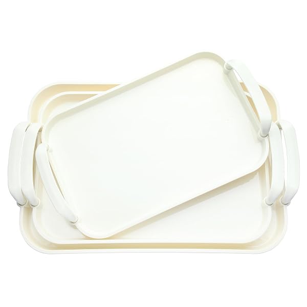 ZUFUDO 3 PACK SERVING TRAY WITH HANDLES, STACKABLE...