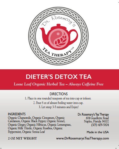 Dieters Detox Tea - Cleanse Toxins from Fat Cells & Reduce Bloating While Losing Weight - Boost Metabolism - Appetite Suppressant- Organic CAFFEINE FREE Loose Herbal Tea Blend - Gluten Free