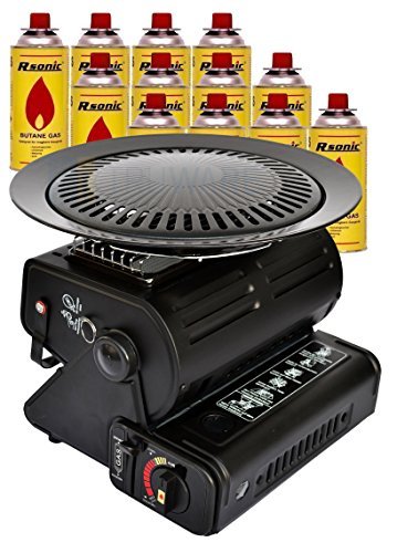 Calefacción de gas Cerámica Radiador de gas 1,3 kW Calefactor camping con barbacoa +