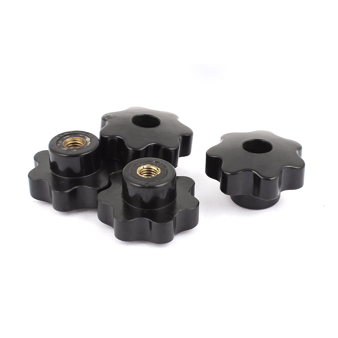 Sourcingmap M10 x 48mm Plastic Star Head Screw Through Hole Clamping Knob Grip Black 4pcs