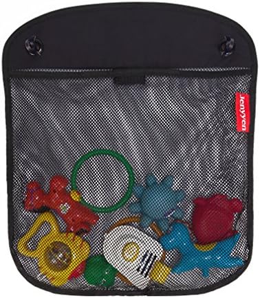 JENYYEN Baby Bath Tub Toys Organizer / Large Mesh Net Storage Bag for Toys Even as a Shower Caddy + 2 Strong Suction Cups (Black)