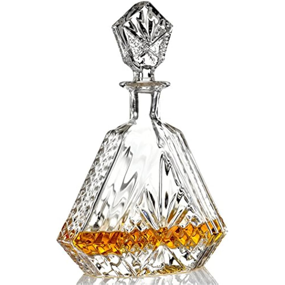 Crystal Wine Decanters Liquor Whiskey And Set. Triangular Bottle With