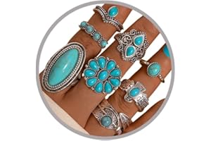 Turquoise Rings Set Boho Western Rings for Women Vintage Stackable Ring Western Stuff Accessories Cowboy Jewelry for Women
