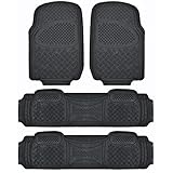 BDK Heavy Duty VAN SUV Rubber Floor MATS - 4 PCS, 3 Rows, Universal Fit