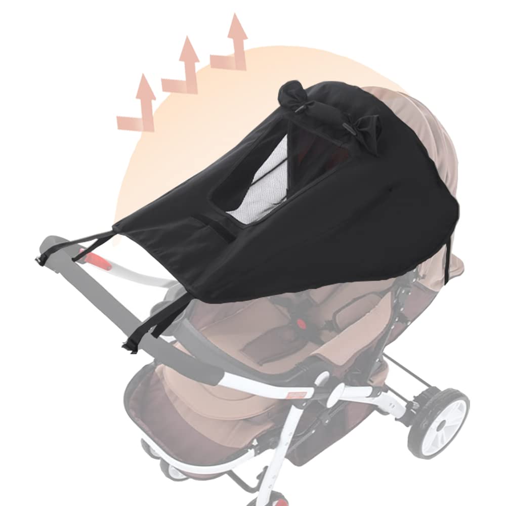 UPF50+Universal Buggy Pram Sunshade Waterproof Baby Strollers Sun Cover with Viewing Window Foldable Adjustable Toddler Pram Window Pushchairs Sun Visor Anti-UV Umbrella Canopy