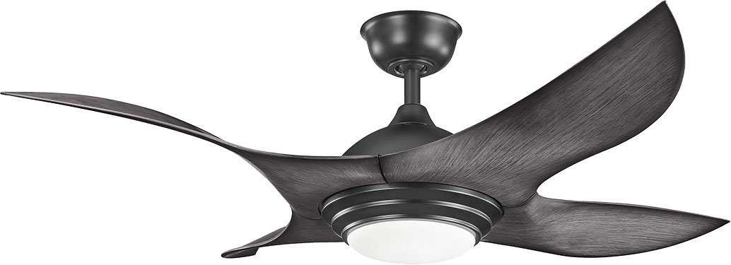 KICHLER 300209SBK Protruding Mount, 4 Dark Driftwood Blades Ceiling fan, Satin Black