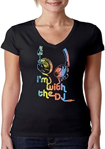 Cool Neon V-Neck Shirt I'm with The DJ Juniors Women's S-2XL
