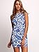 Floerns Womens' Summer Floral Print Scallop V Neck Bodycon Mini Tank Dress 1-Blue S