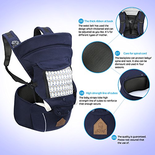 image for unalice NEW Baby's Best Ergonomic Baby Carrier, Hip Seat - 100% Natura
