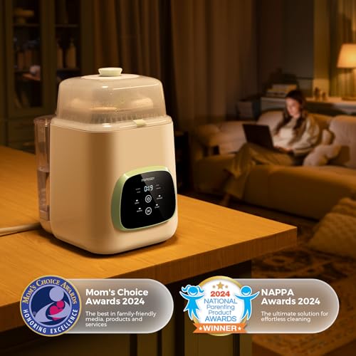 Momcozy KleanPal Pro All-in-One Bottle Washer, Sterilizer & Dryer - White | 9 Cleaning Modes Baby Bottle Washer for Bottles, Pump Parts & Baby Essentials, Time-Saving & Hands-Free, 26 Spray Jets