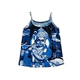 Women's Tank Tops Royal Blue Krishna Print Yoga T-Shirt